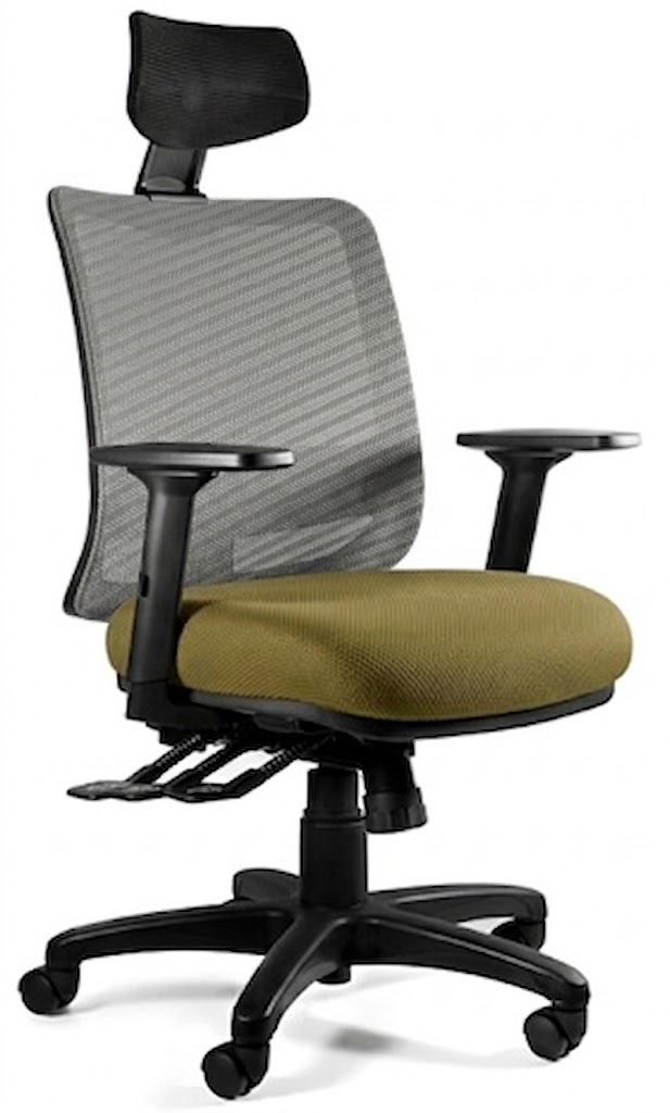 SAGA (1219) Fotel obrotowy- SIATKA SM02 SZARA-TKANINA BL408 KHAKI