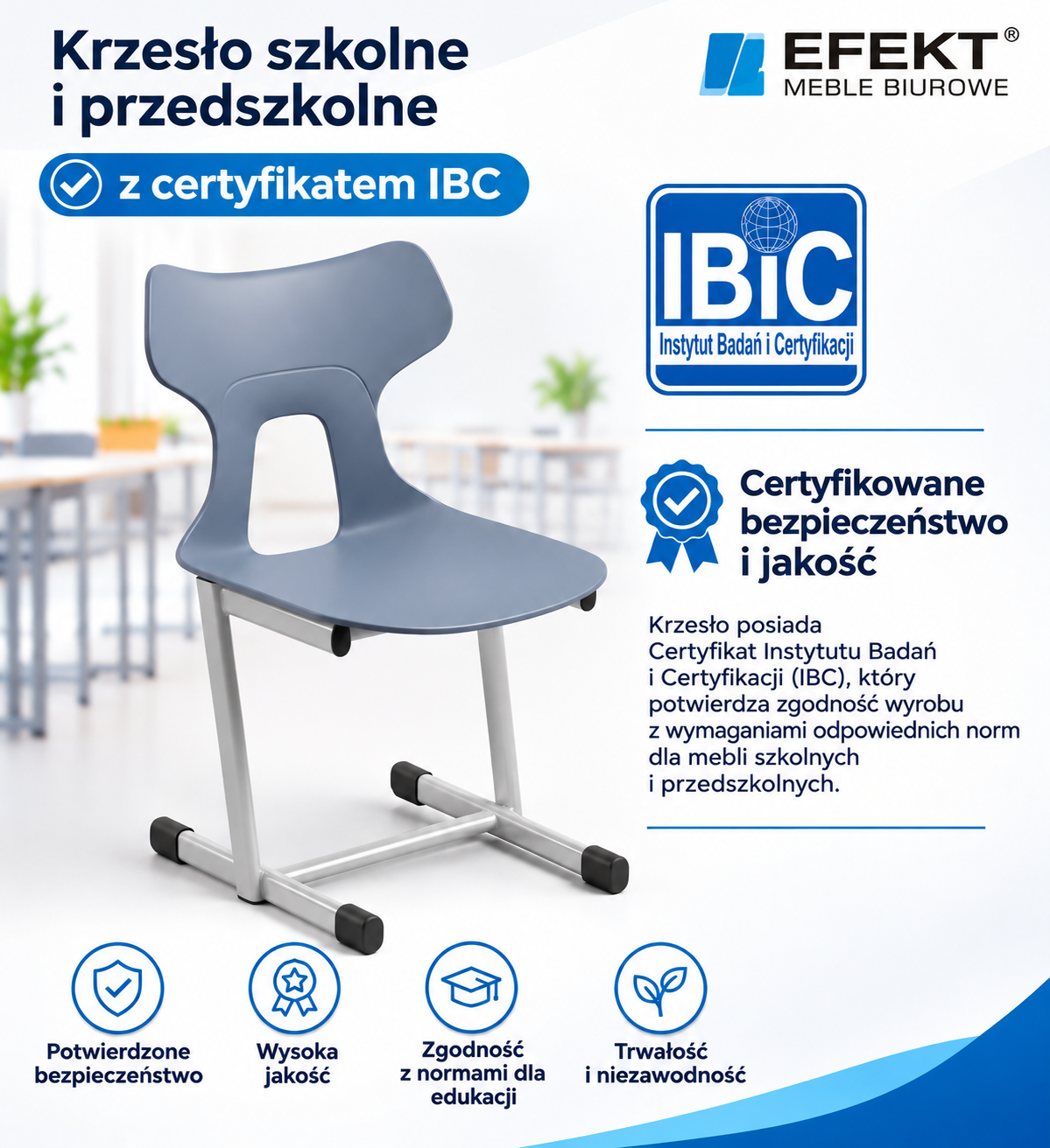 Krzesło szkolne MILO Szarobłękitny rozmiar 6