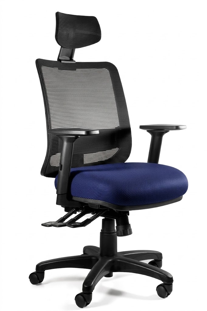 SAGA (1219) - Fotel obrotowy SIATKA SM01 CZARNA-TKANINA BL415 ROYALBLUE