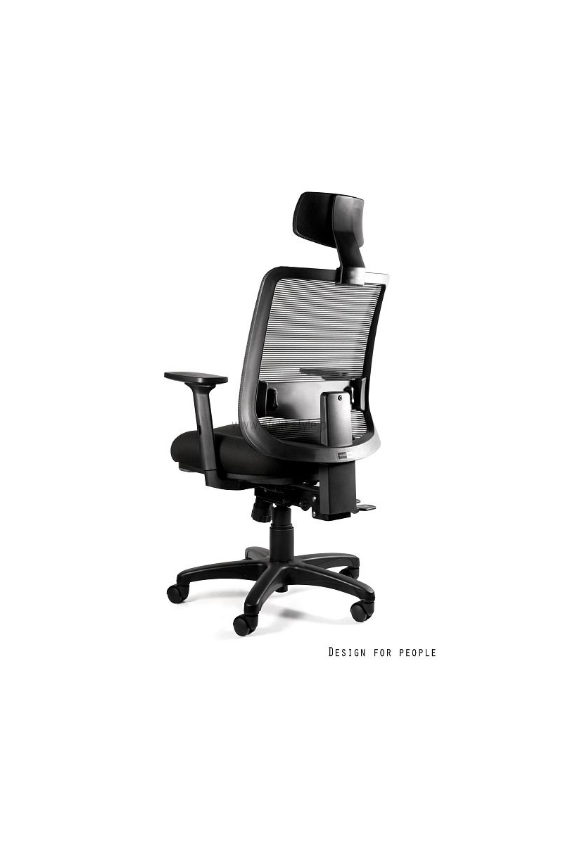 SAGA (1219) - Fotel biurowy SIATKA SM01 CZARNA/TKANINA BL418 BLACK