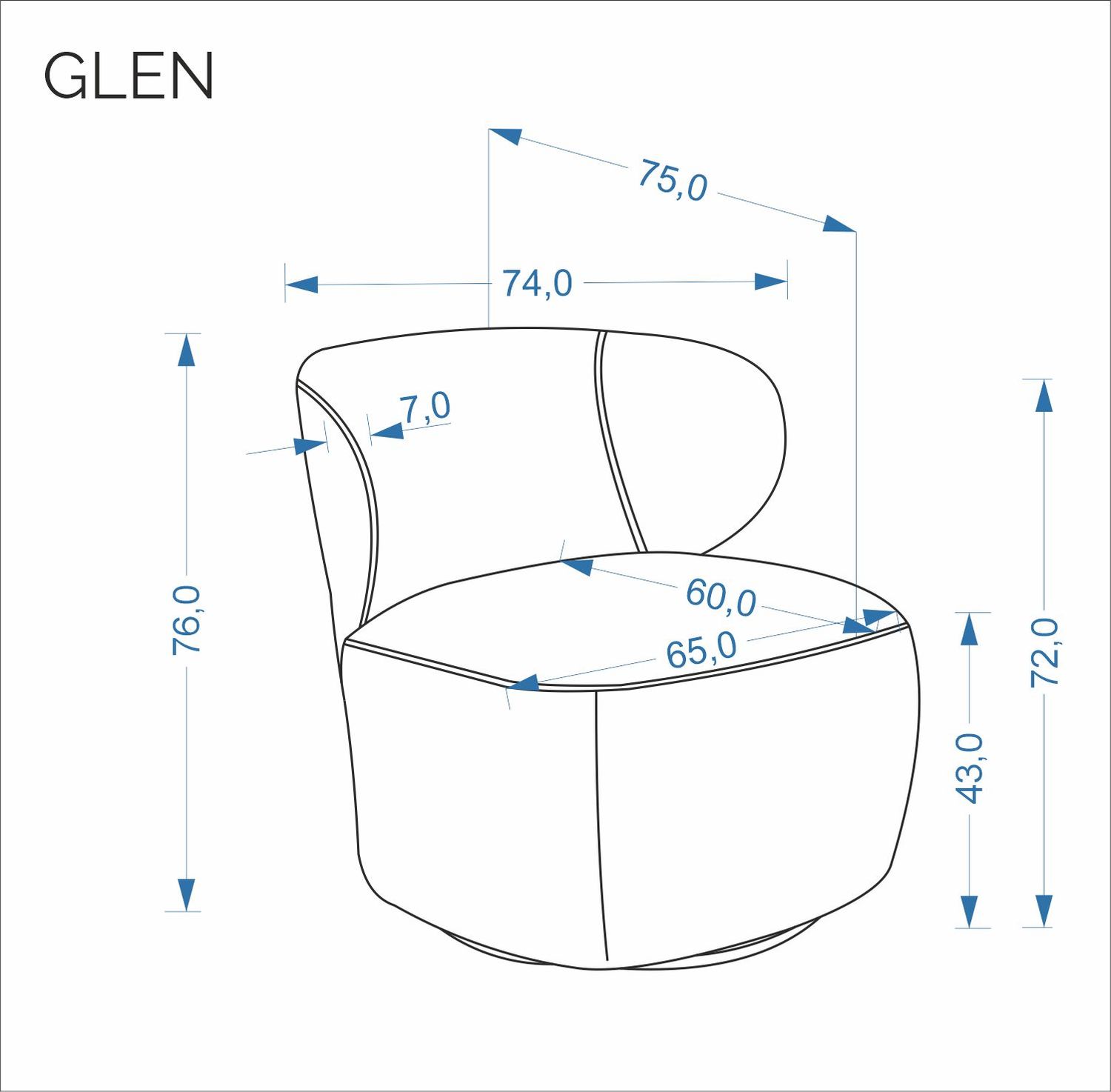 GLEN fotel wypoczynkowy popielaty