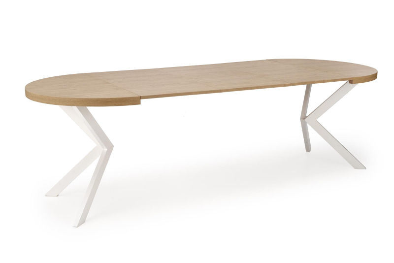 PERONI stół rozkładany100-250/100/75 cm, dąb złoty - biały