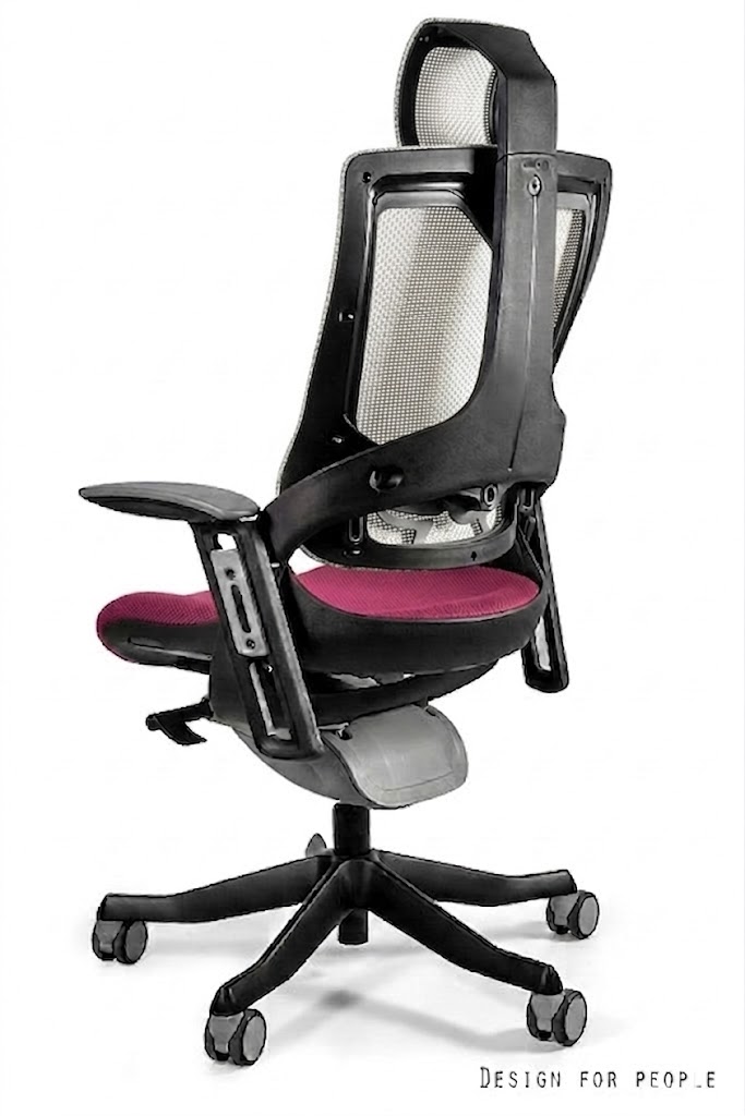 WAU 2 Fotel obrotowy czarny, siatka NW42 SNOWY/tkanina BL401 MAGENTA