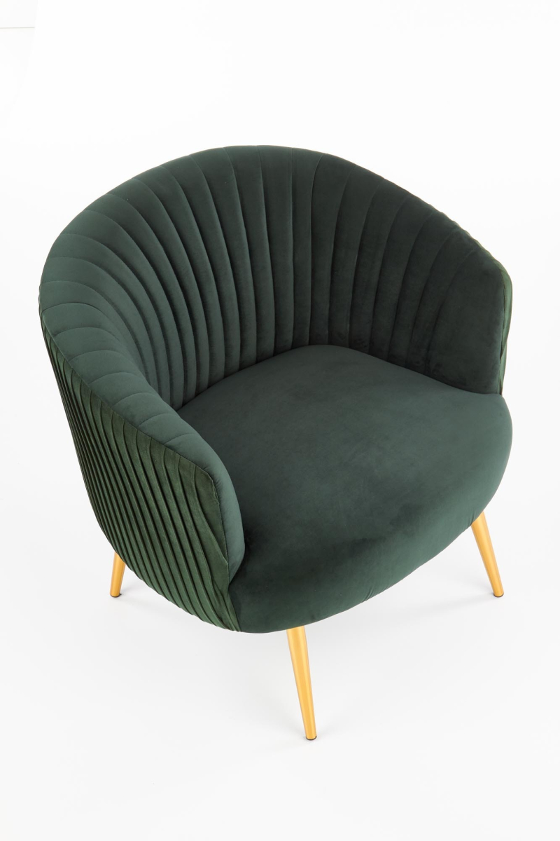 CROWN Fotel klubowy ciemny zielony / złoty