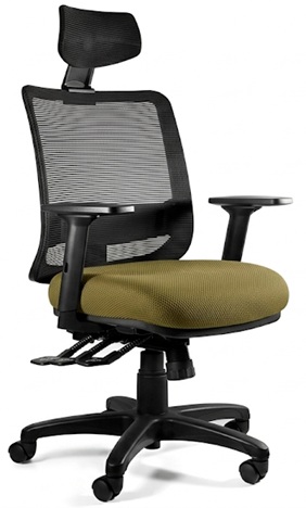 SAGA (1219) Fotel biurowy - SIATKA SM01 CZARNA/TKANINA BL408 KHAKI