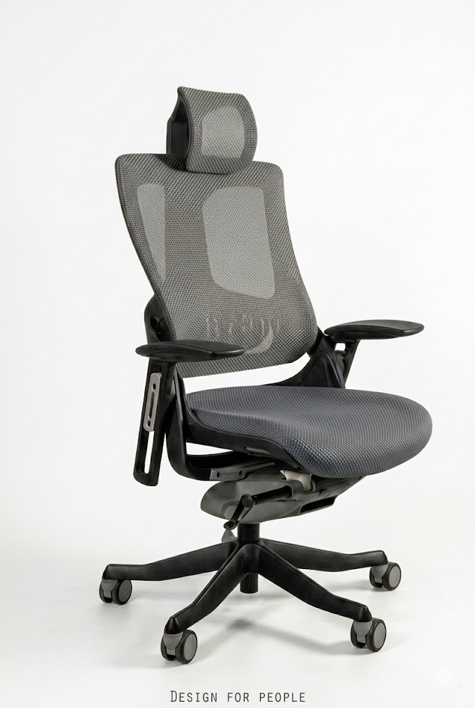 WAU 2 Fotel obrotowy czarny, siatka NW41 CHARCOAL/tkanina BL417 SLATEGREY