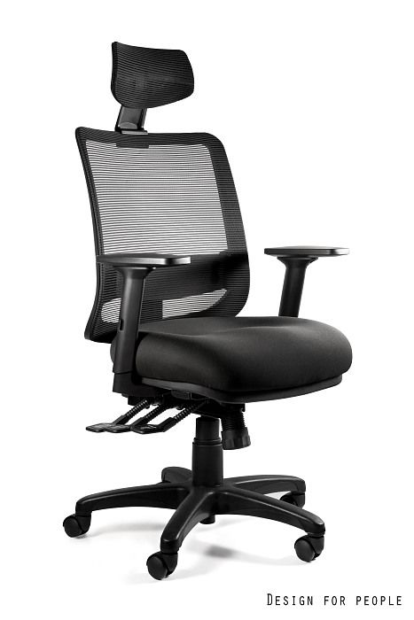 SAGA (1219) - Fotel biurowy SIATKA SM01 CZARNA/TKANINA BL418 BLACK