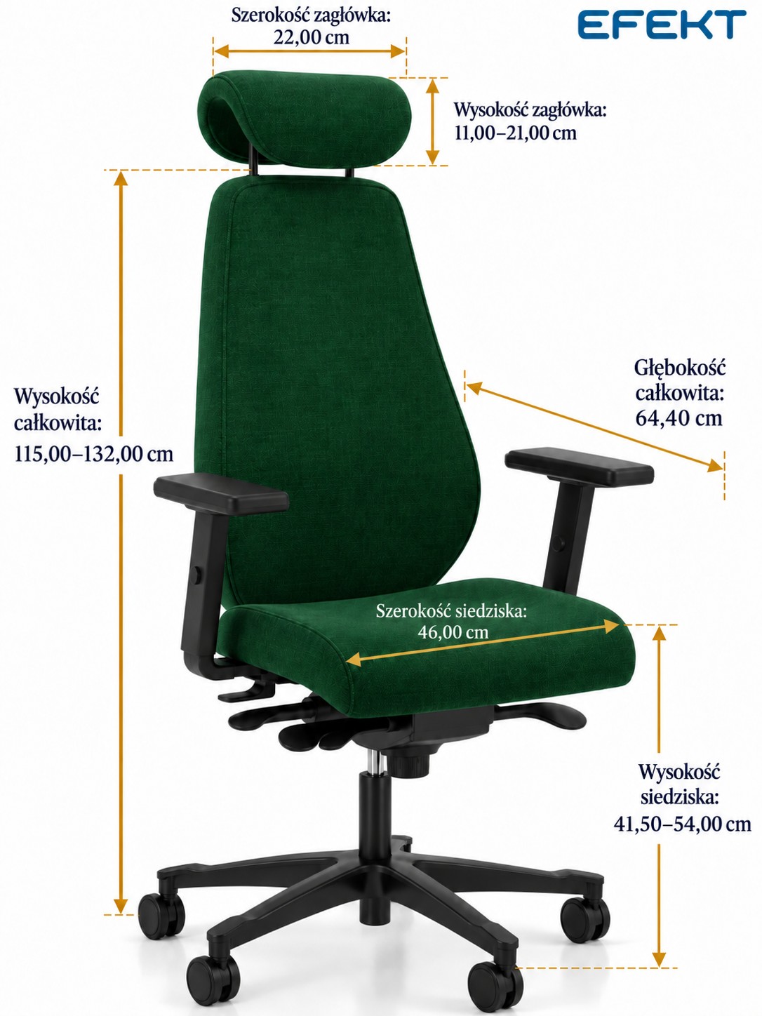 Fotel ergonomiczny sędziowski i gabinetowy wysoki Bjarg z zagłówkiem