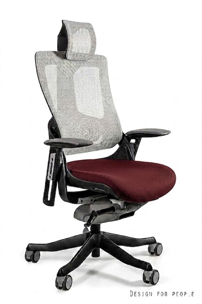WAU 2 Fotel obrotowy czarny, siatka NW42 SNOWY/tkanina BL403 BURGUNDY