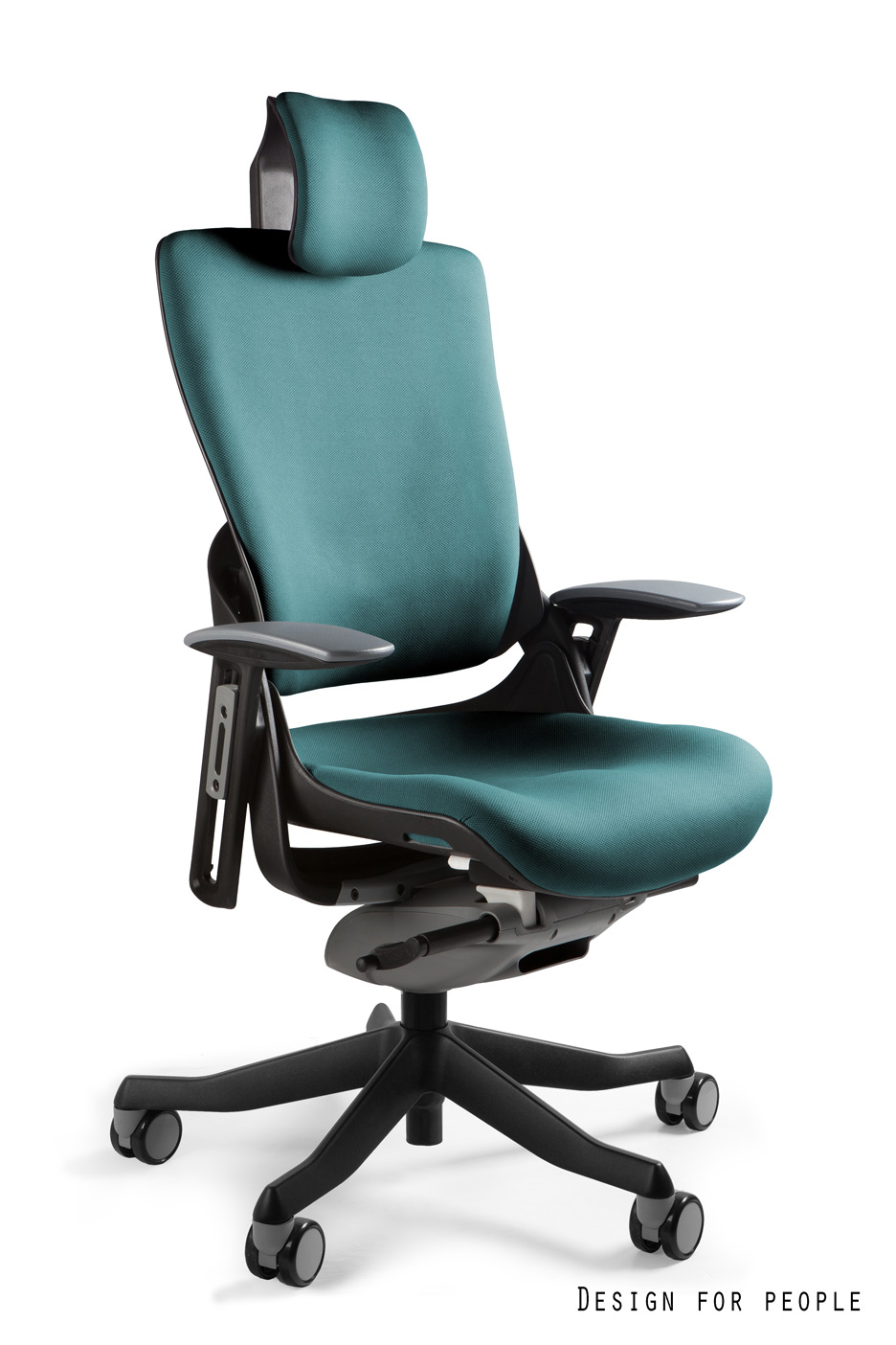 WAU 2 Fotel obrotowy czarny, tkanina BL413 TEALBLUE