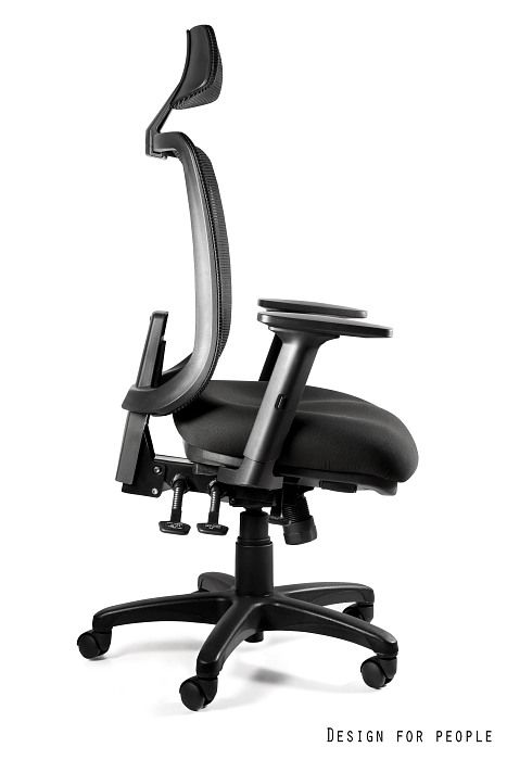 SAGA (1219) - Fotel biurowy SIATKA SM01 CZARNA/TKANINA BL418 BLACK