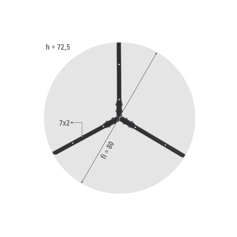 Stelaż metalowy do stolika NY-HF04B średnica FI 80 wysokość 72,5 cm, kolor czarny