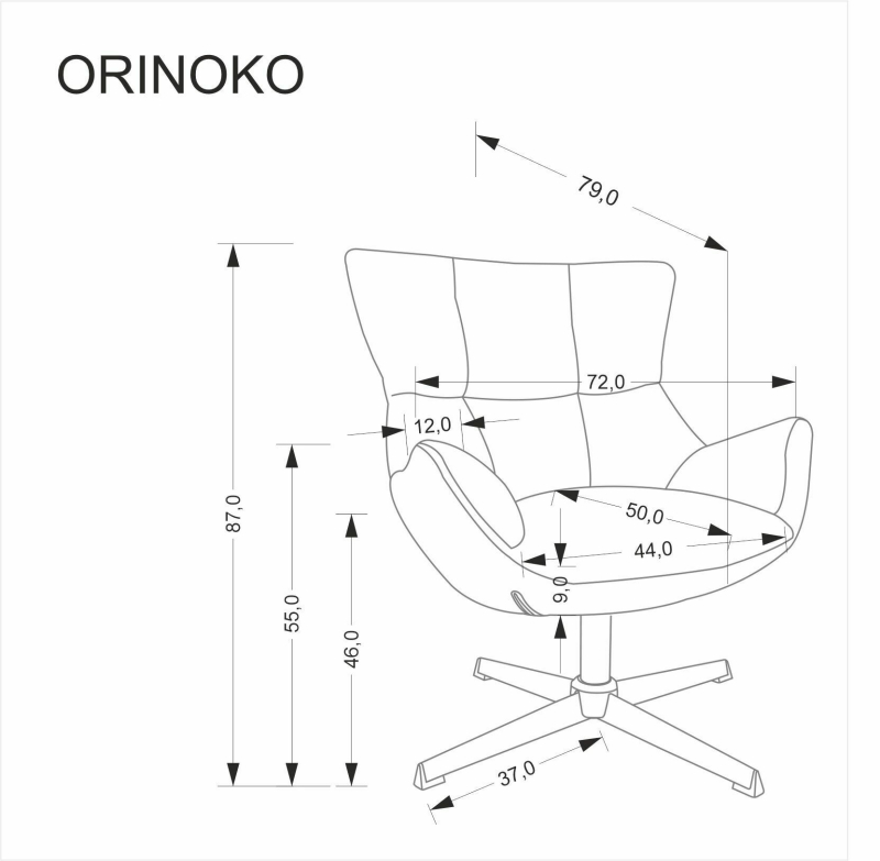 ORINOKO fotel obrotowy wypoczynkowy popielaty
