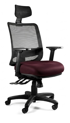 SAGA (1219) Fotel biurowy- SIATKA SM01 CZARNA/TKANINA BL403 BURGUNDY
