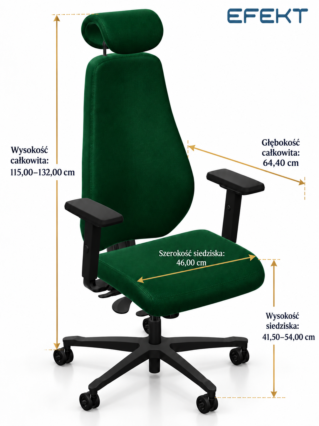 Fotel ergonomiczny sędziowski i gabinetowy wysoki Bjarg z zagłówkiem