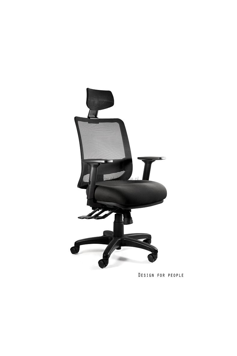 SAGA (1219) - Fotel biurowy SIATKA SM01 CZARNA/TKANINA BL418 BLACK