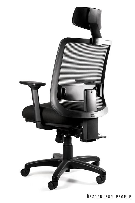 SAGA (1219) - Fotel biurowy SIATKA SM01 CZARNA/TKANINA BL418 BLACK