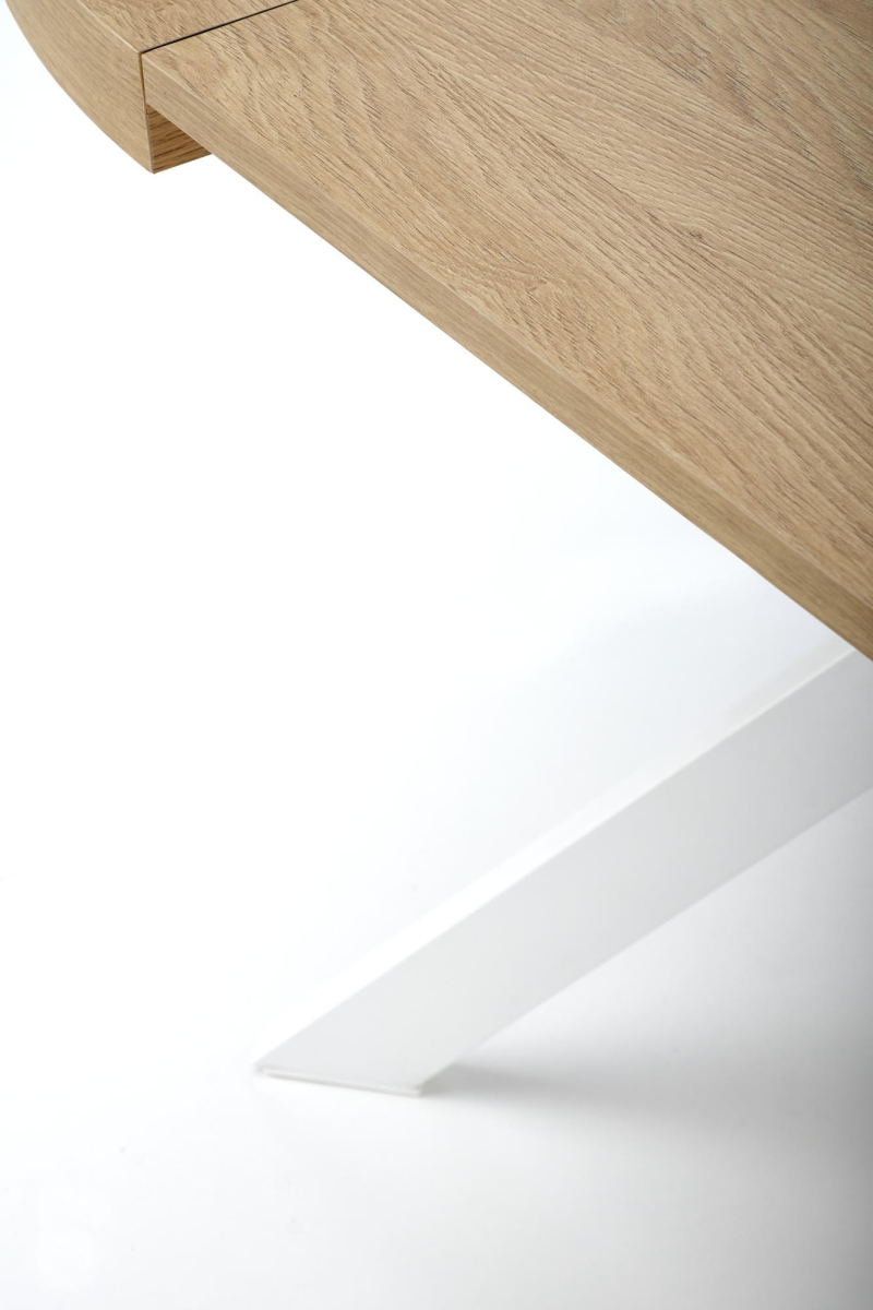 PERONI stół rozkładany100-250/100/75 cm, dąb złoty - biały