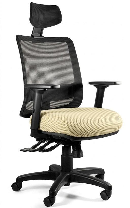 SAGA (1219) fotel biurowy - SIATKA SM01 CZARNA/TKANINA BL407 BUTTERCUP