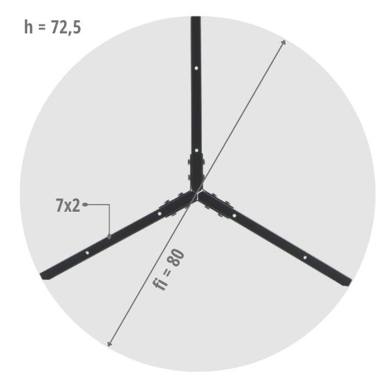 Stelaż metalowy do stolika NY-HF04B średnica FI 80 wysokość 72,5 cm, kolor czarny