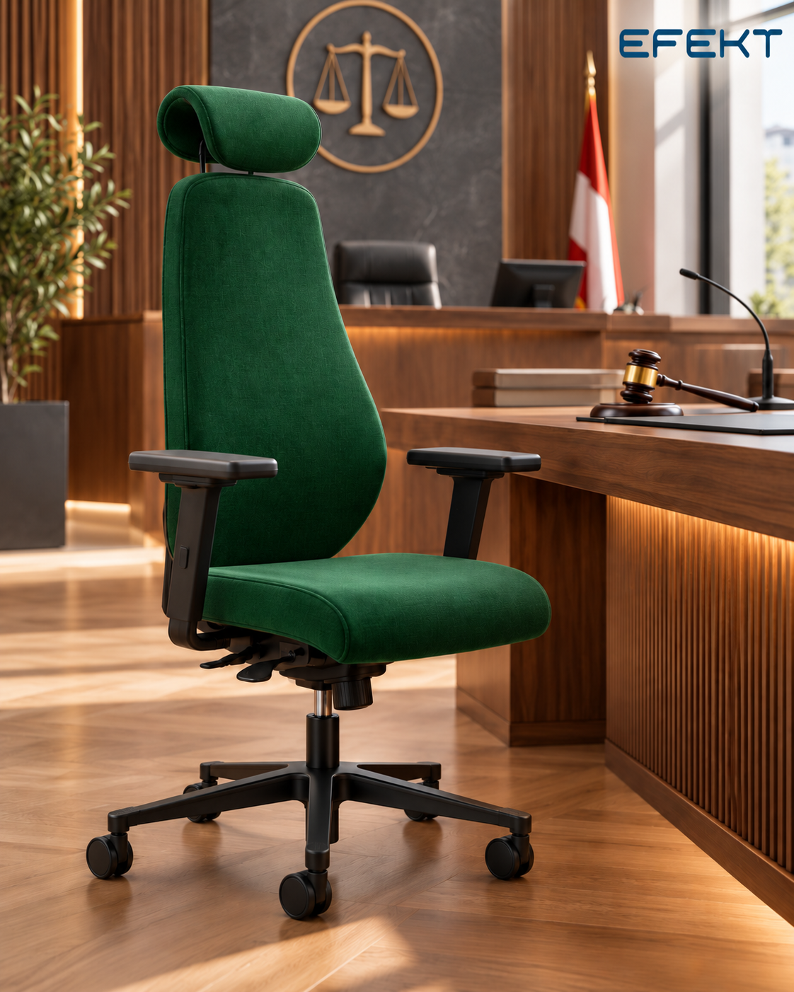 Fotel ergonomiczny sędziowski i gabinetowy wysoki Bjarg z zagłówkiem