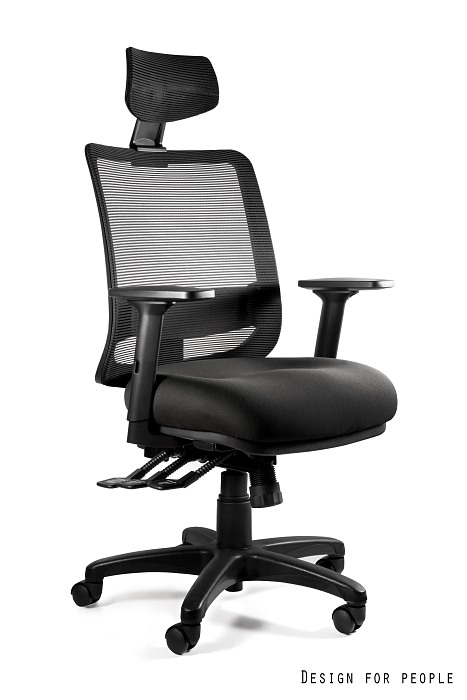 SAGA (1219) Fotel obrotowy- SIATKA SM01 CZARNA/TKANINA BL406 COCOA