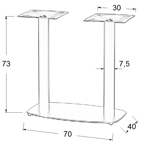 Podstawa do stolika SH-3052/B- wysokość 73 cm 40x70cm