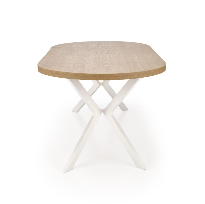 PERONI stół rozkładany100-250/100/75 cm, dąb złoty - biały