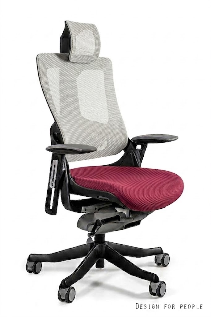 WAU 2 Fotel obrotowy czarny, siatka NW42 SNOWY/tkanina BL401 MAGENTA