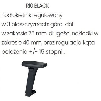 R10 czarny - regulacja w 3 płaszczyznach