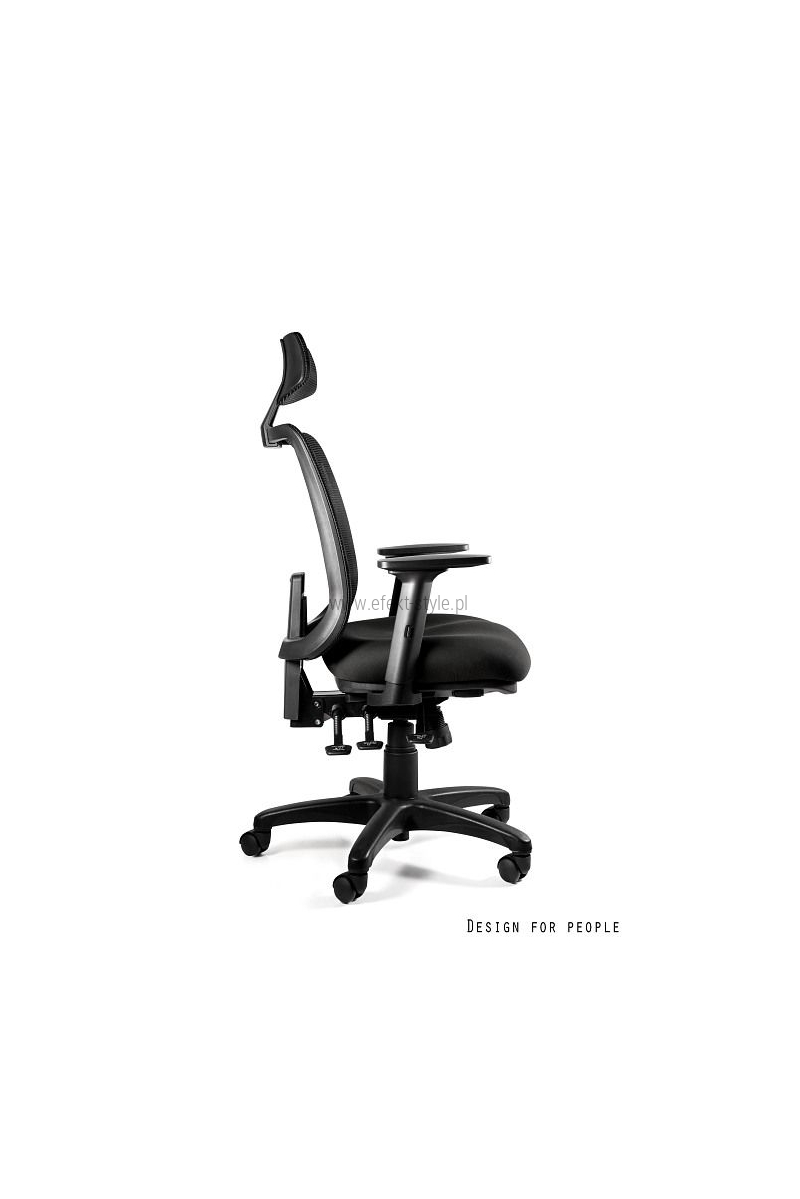SAGA (1219) - Fotel biurowy SIATKA SM01 CZARNA/TKANINA BL418 BLACK