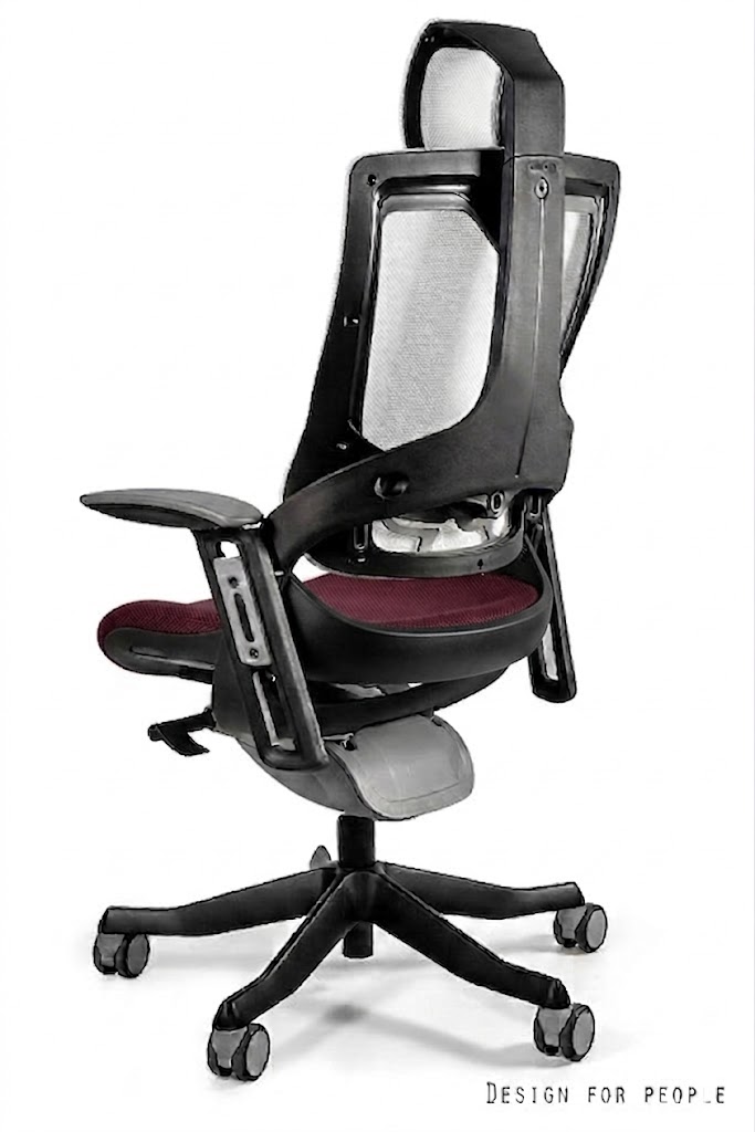 WAU 2 Fotel obrotowy czarny, siatka NW42 SNOWY/tkanina BL403 BURGUNDY