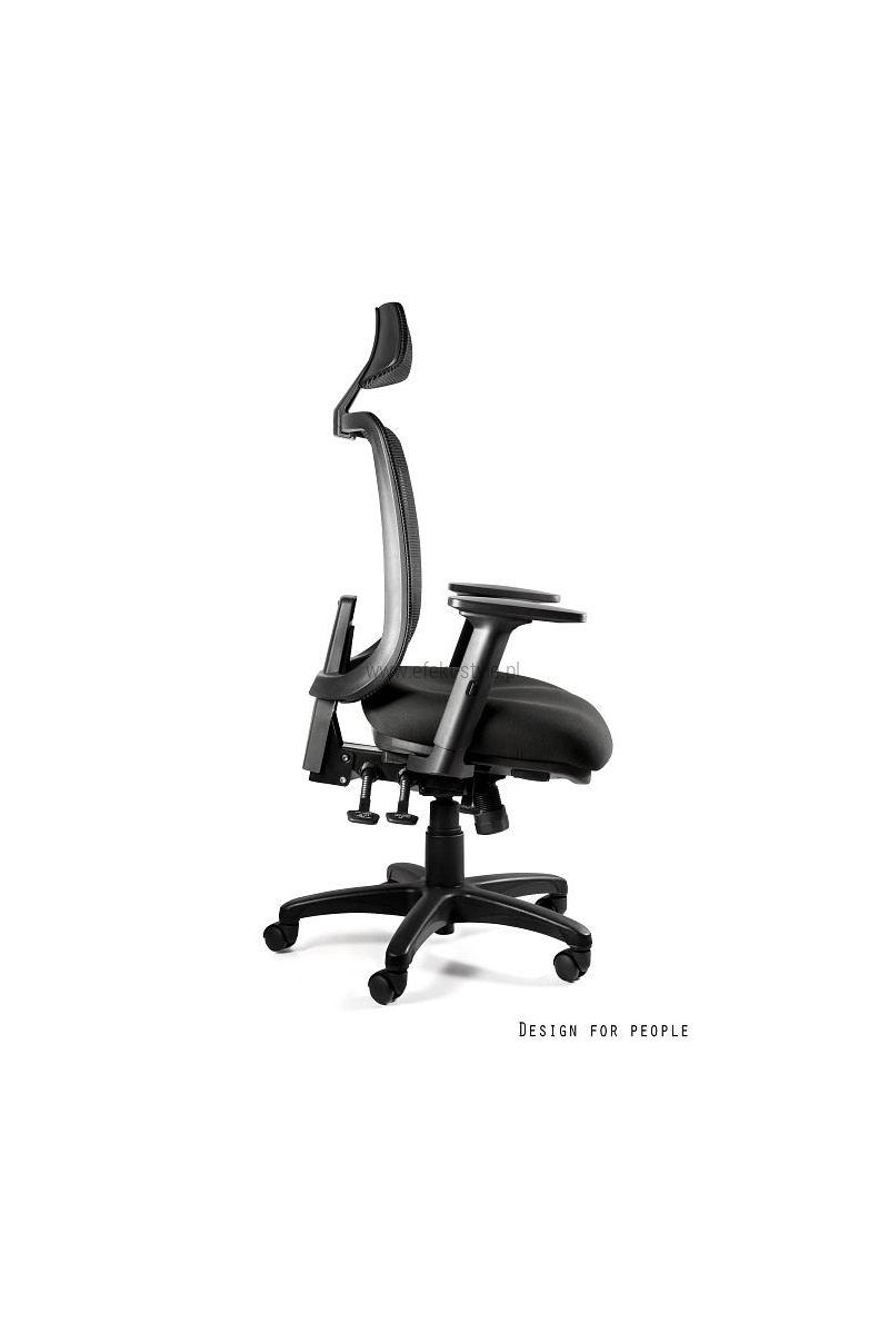 SAGA (1219) - Fotel biurowy SIATKA SM01 CZARNA/TKANINA BL418 BLACK