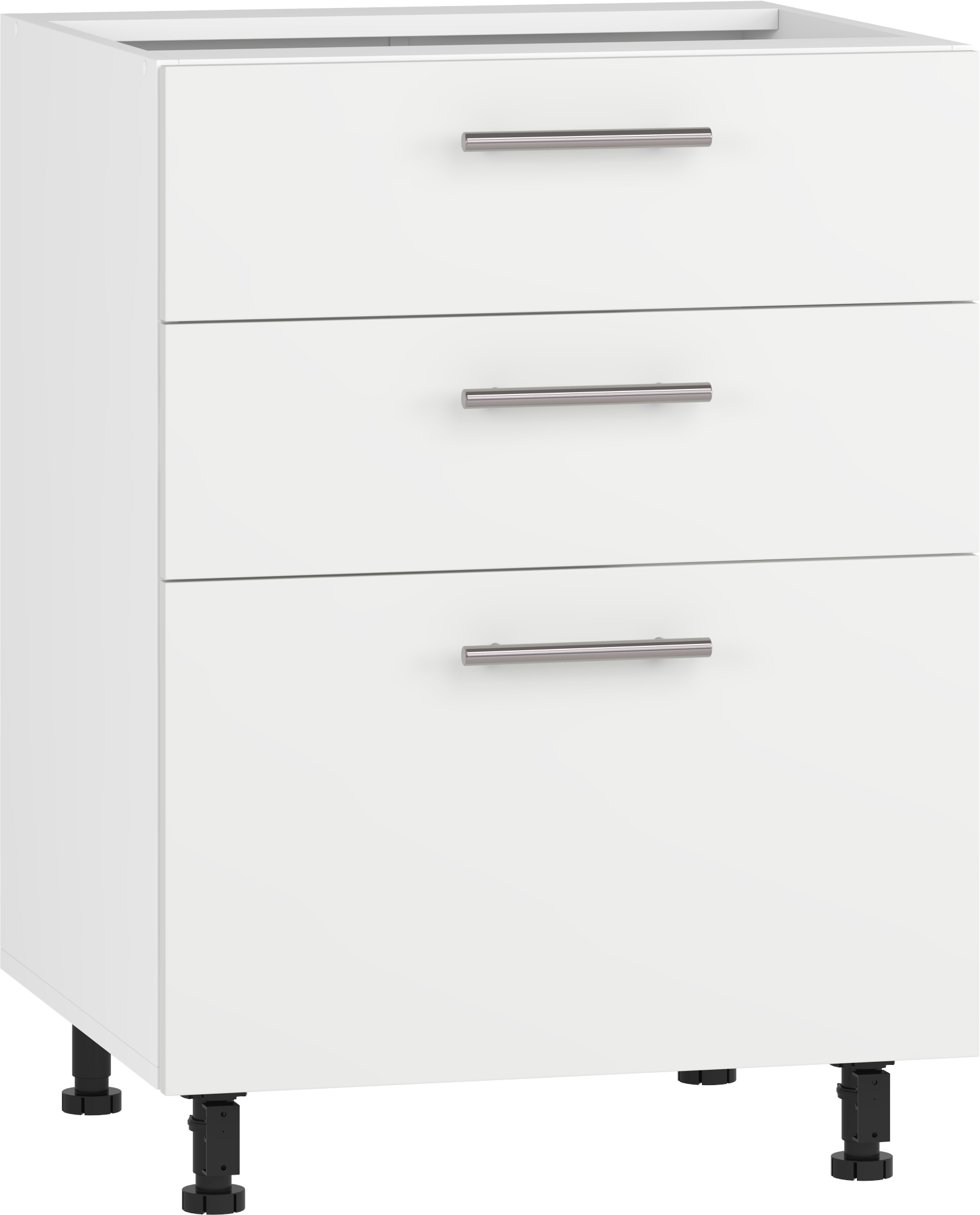 VENTO D3S-60/82 szafka dolna z szufladami, mechanizm Hettich front: biały mat