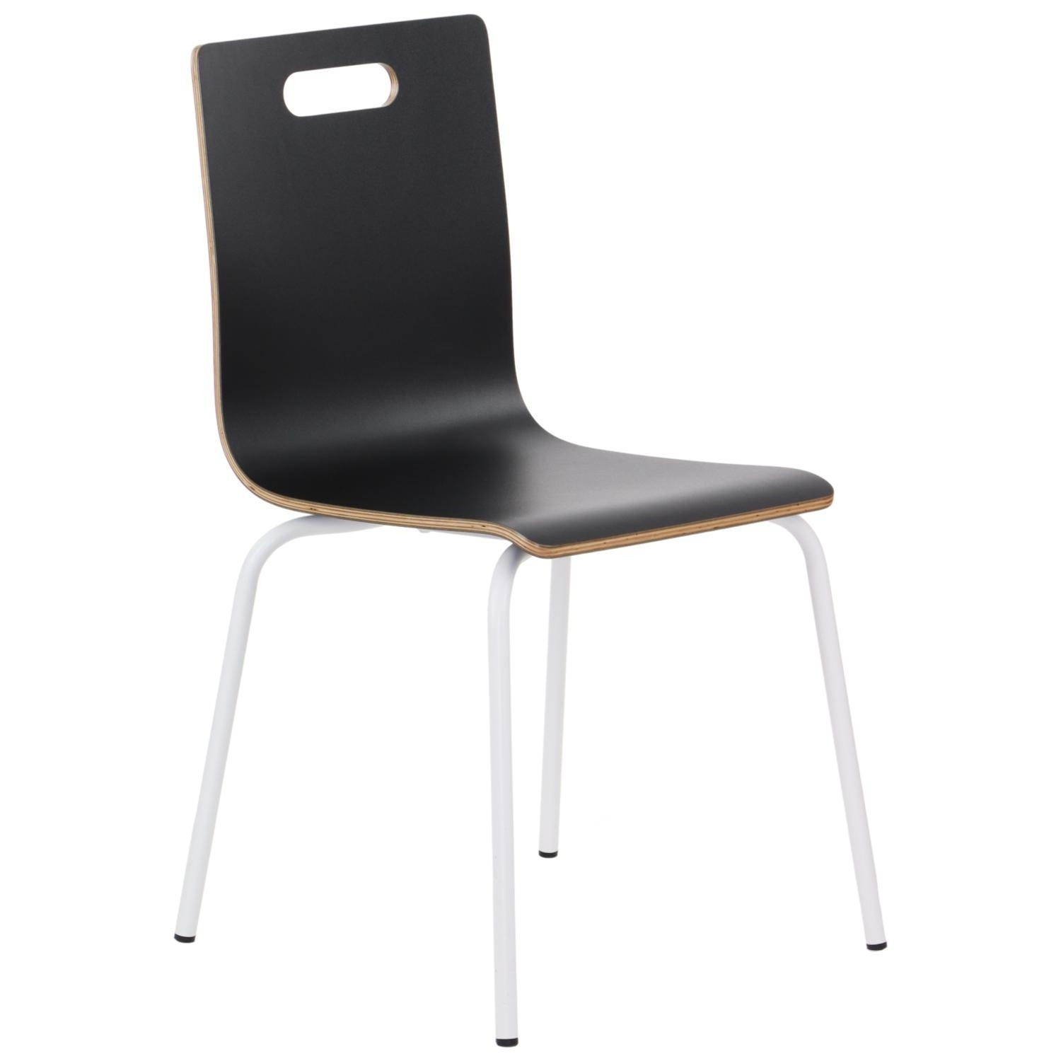 Krzesło WERDI A sklejka laminowana kubełek czarny stelaż biały