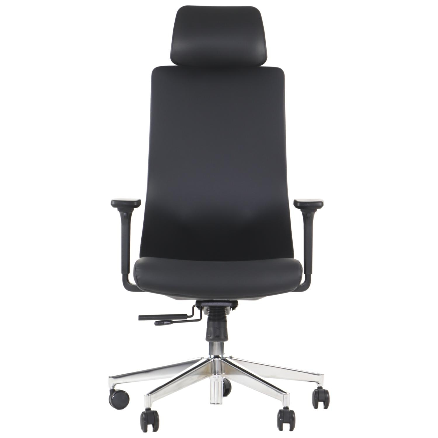 AKCENT PU Fotel biurowy obrotowy/czarny podstawa chromowana