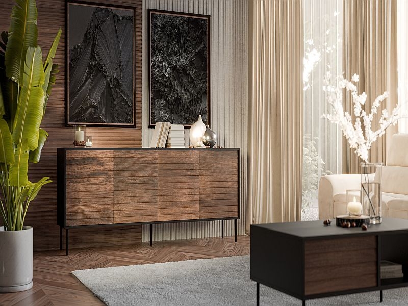 CORTINA komoda 200 (4D )  czarny/orzech ( 1 szt.=2 p. )