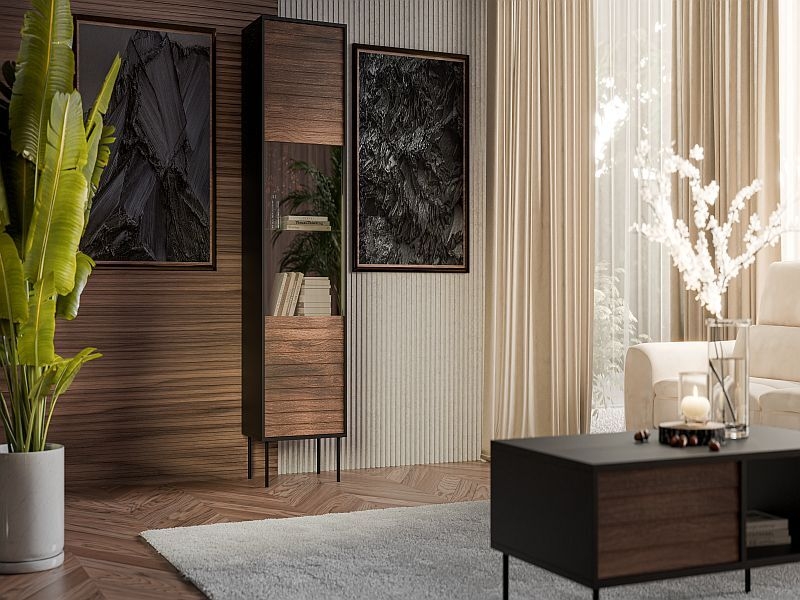 CORTINA witryna czarny/orzech ( 1 szt.=2 p. )