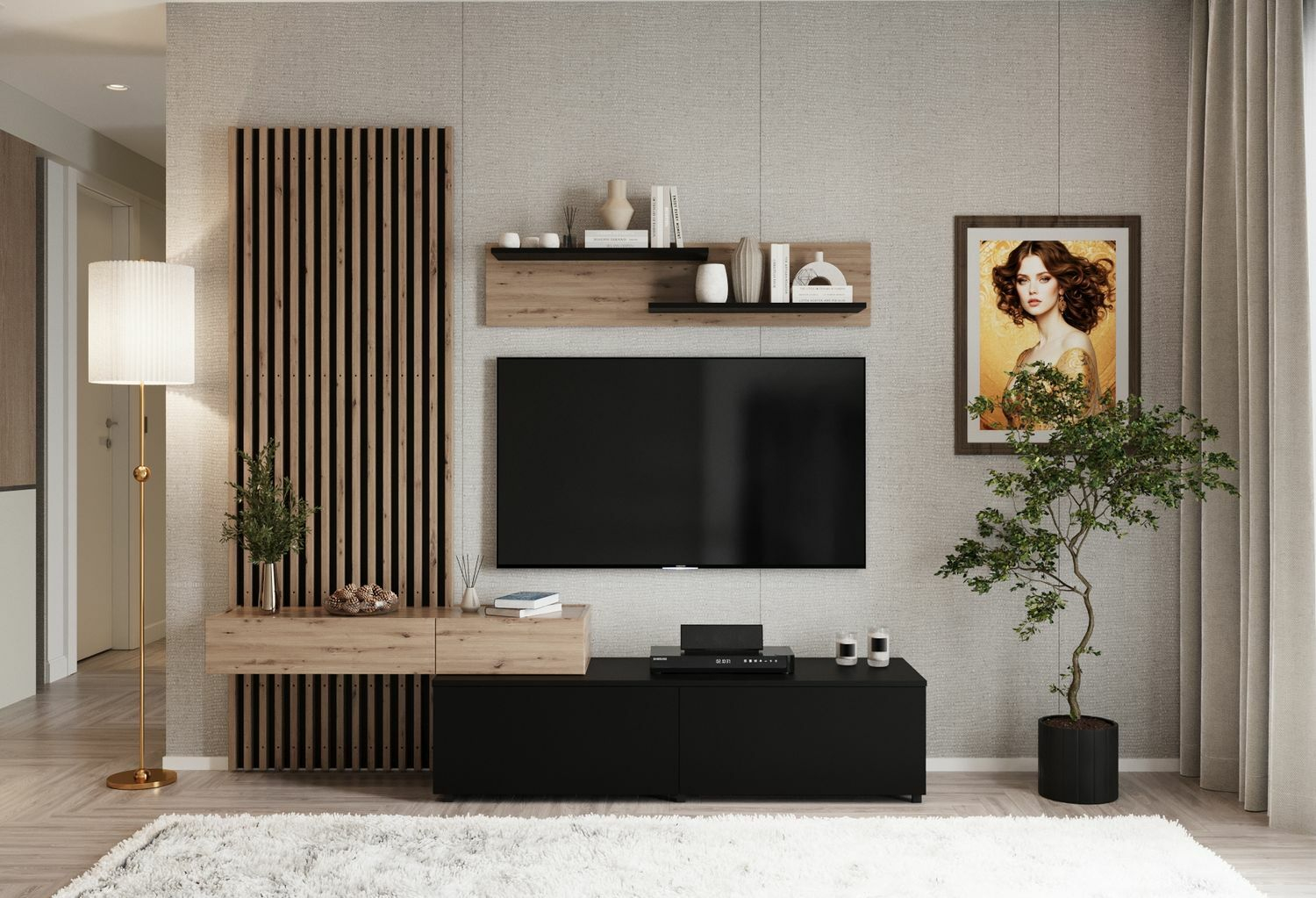 CAMINO zestaw mebli, kolor: dąb artisan - czarny