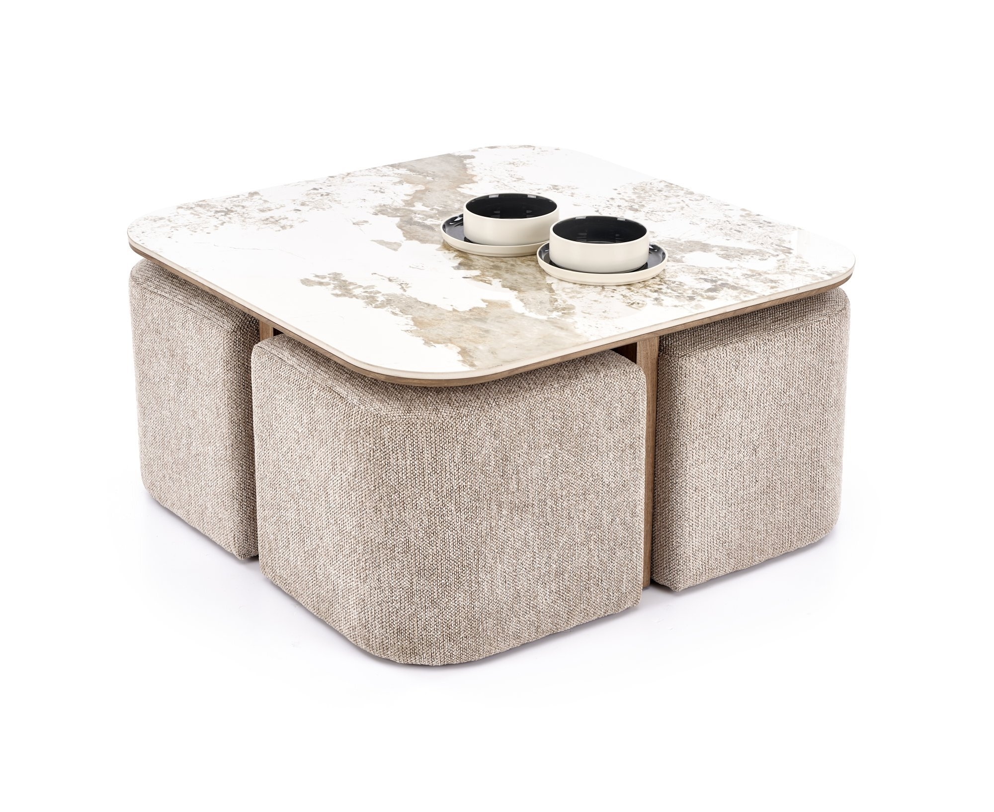 ARAKIS ława, beżowy marmur / orzechowy (2p=1szt)