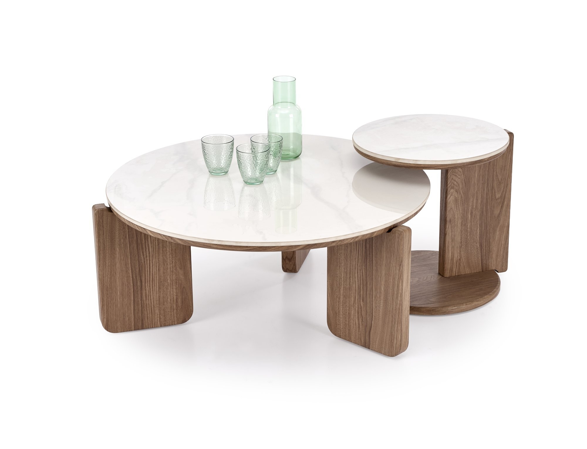 DIUNA zestaw 2 ław biały marmur / jasny orzech (2p=1szt)