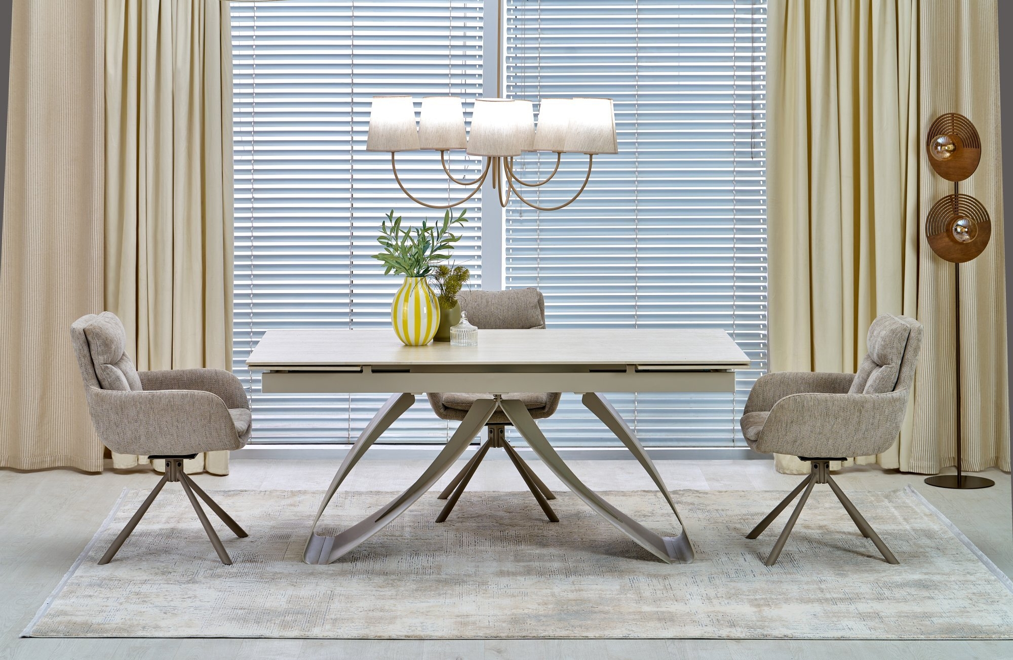 HILARIO stół rozkładany, blat - jasny trawertyn, nogi - kaszmir (3p=1szt)