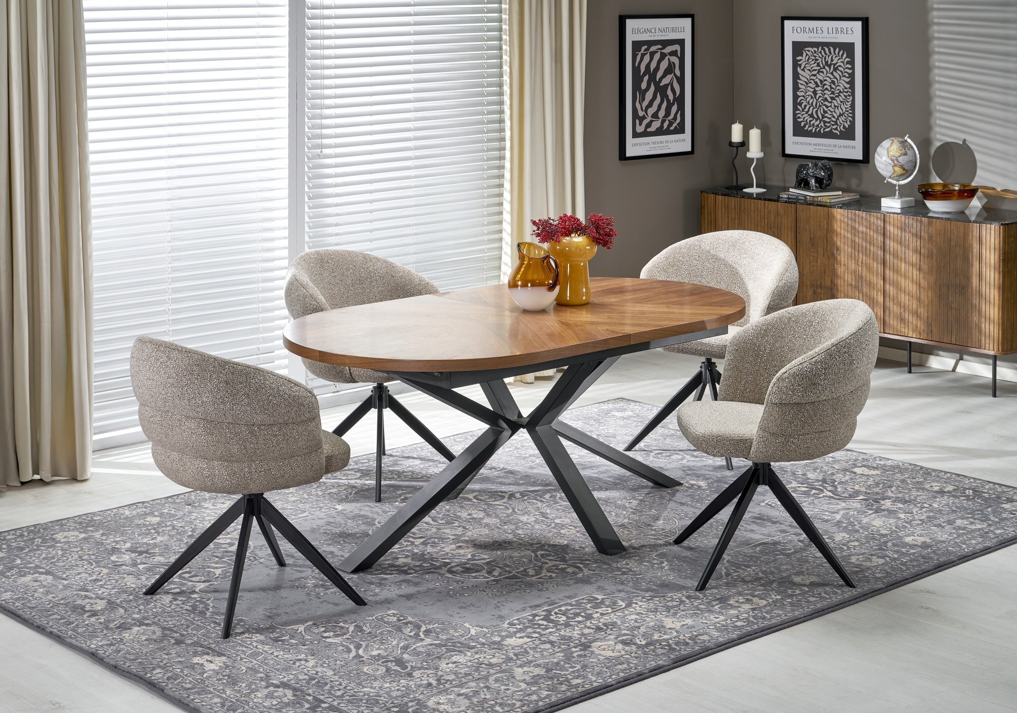 JASON stół rozkładany, orzechowy / czarny (2p=1szt)