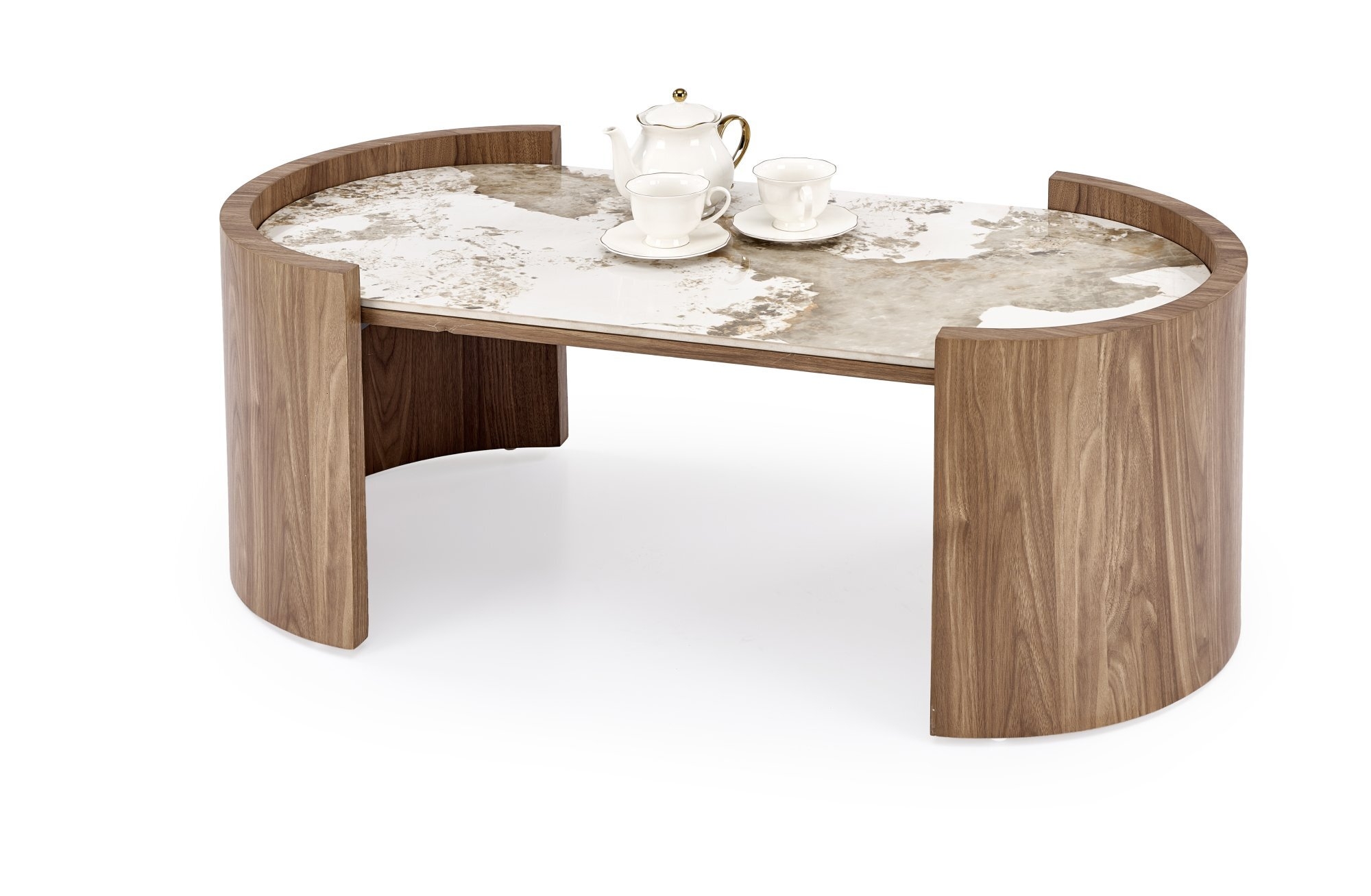 NICOSIA ława beżowy marmur / orzechowy (2p=1szt)