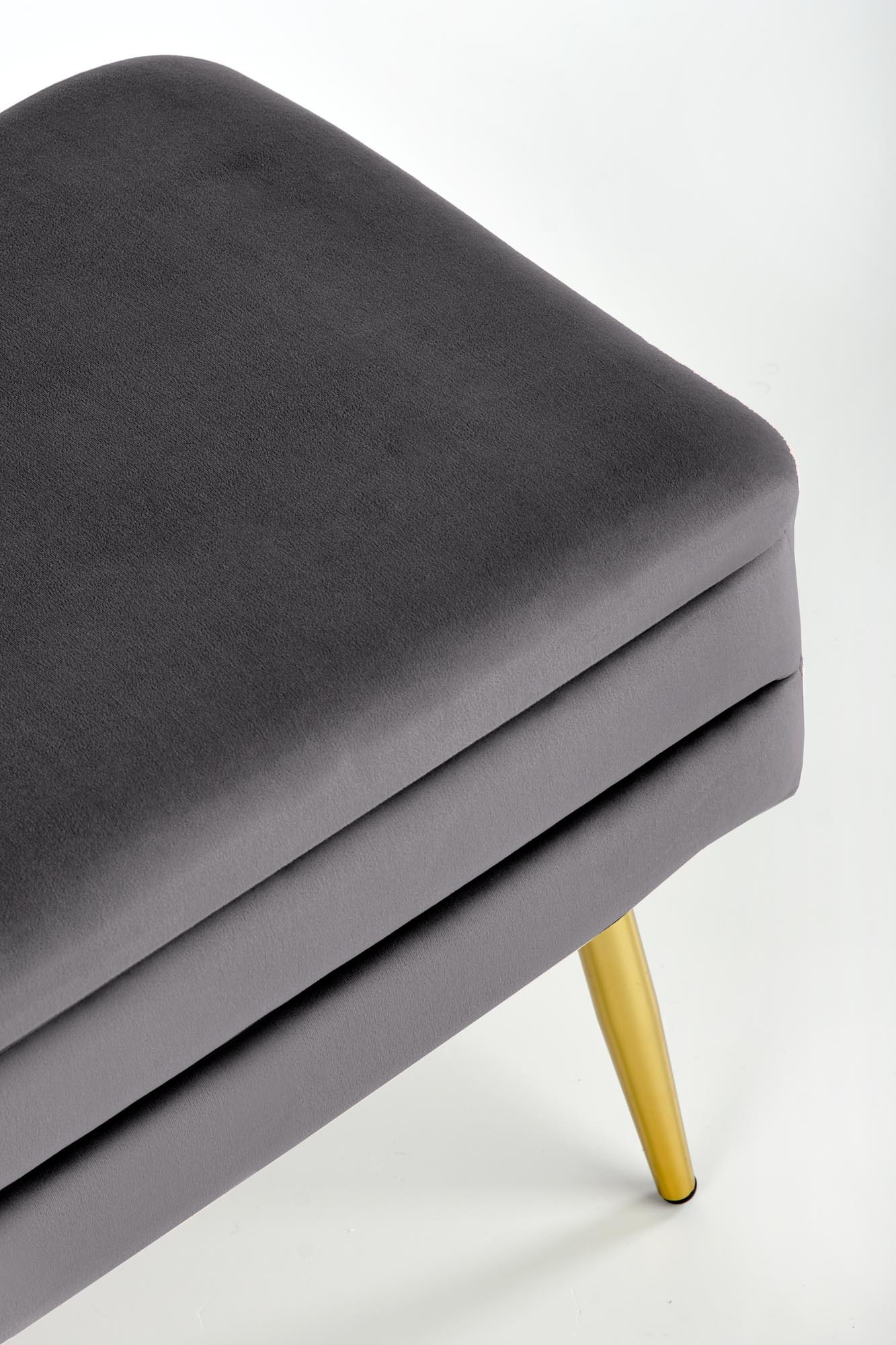 VELVA ławka popielaty/złoty z funkcją pojemnika