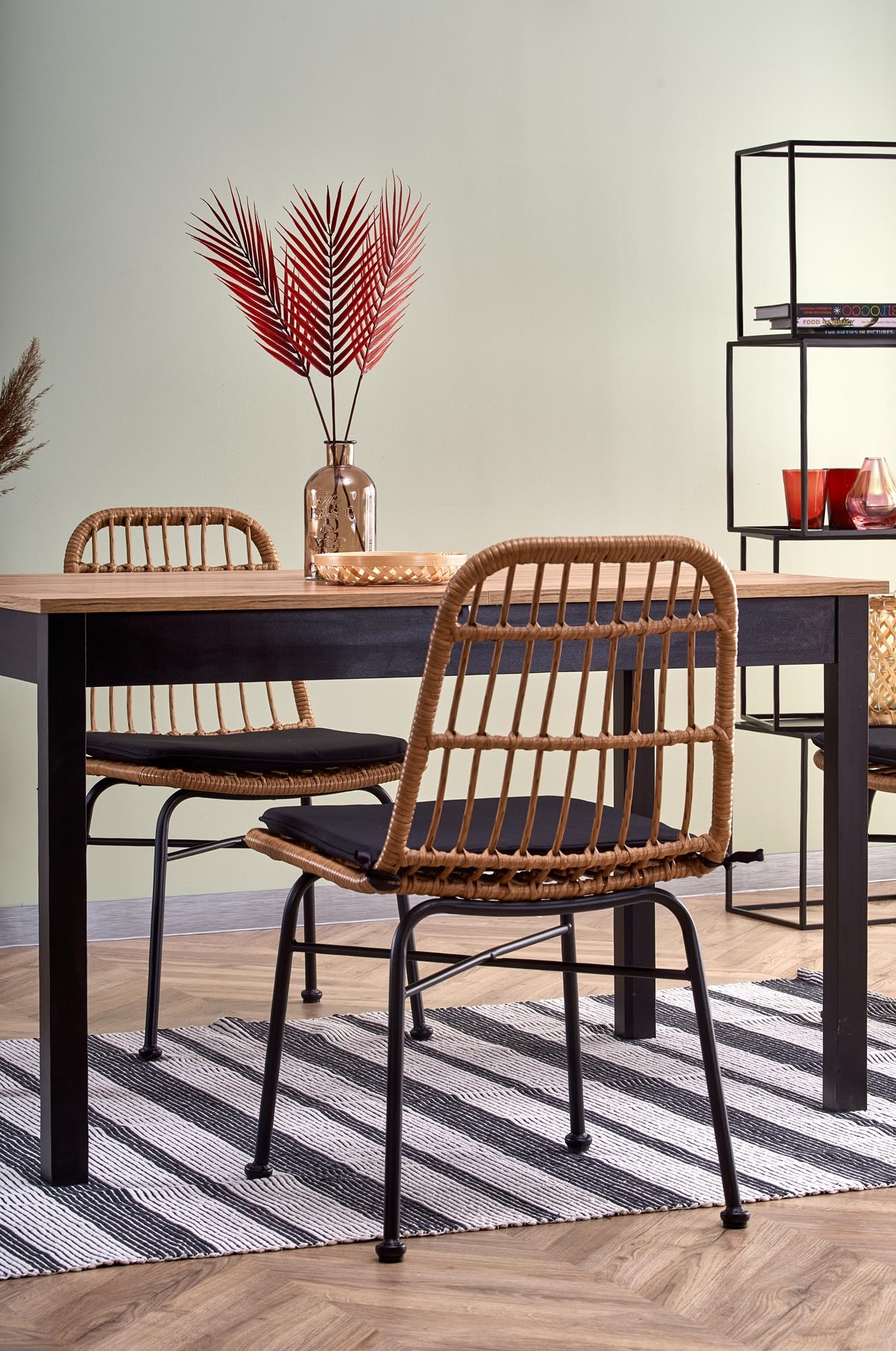 GREG stół rozkładany 124-168/74/75 cm, kolor dąb wotan/czarny