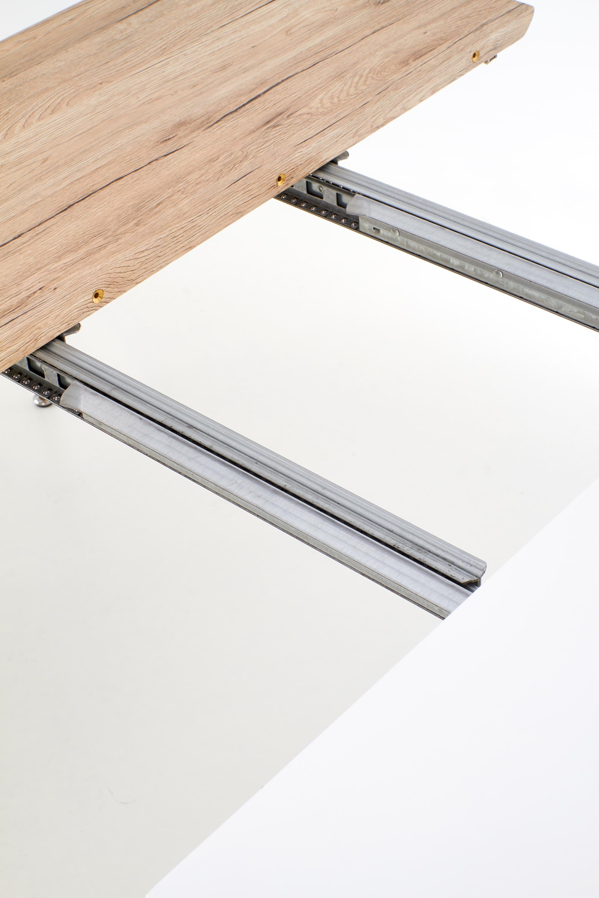 CALIBER stół rozkładany 160-200/90/76 cm biały / dąb san remo