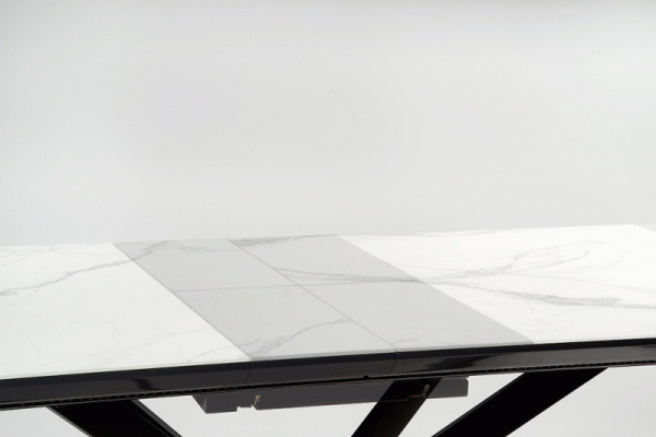 DIESEL stół rozkładany 160-200/90/76 cm, blat - biały marmur / c. popiel, nogi - czarny