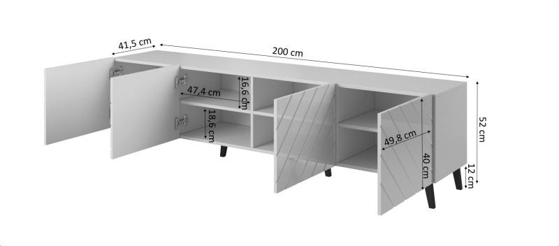 ABETO szafka RTV 200 grafit mat/ grafit połysk