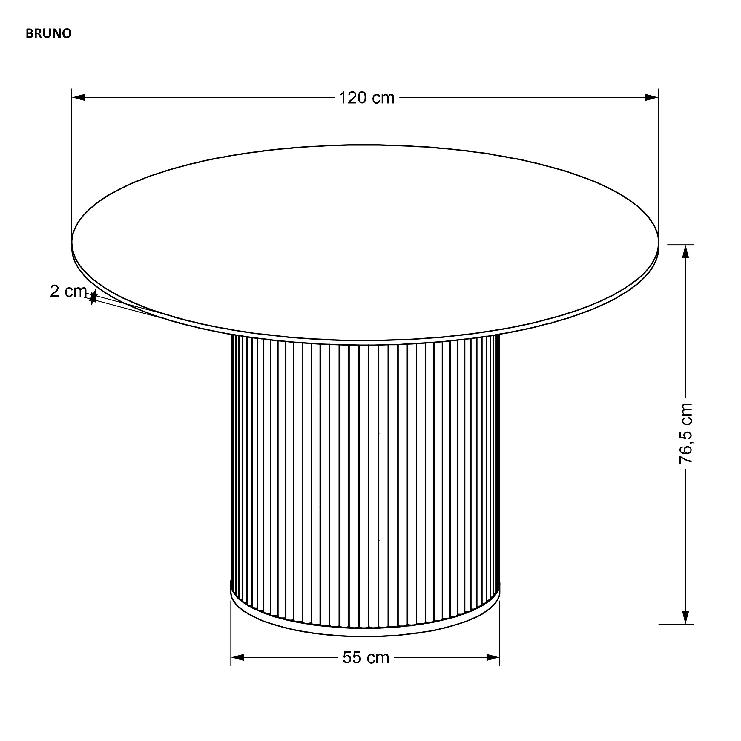 BRUNO stół okrągły fi 120/76 cm, biały marmur / orzechowy